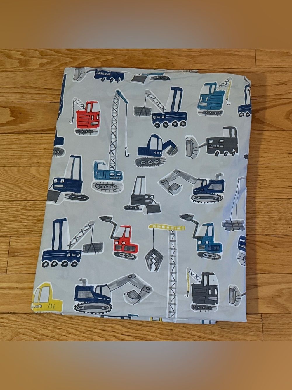 Pottery Barn Kids Jax Construction vehicles twin organic duvet cover